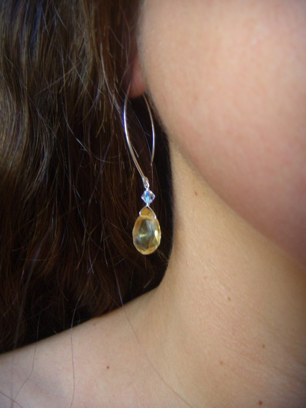 citrine drop swarovski crystal silver earrings 3