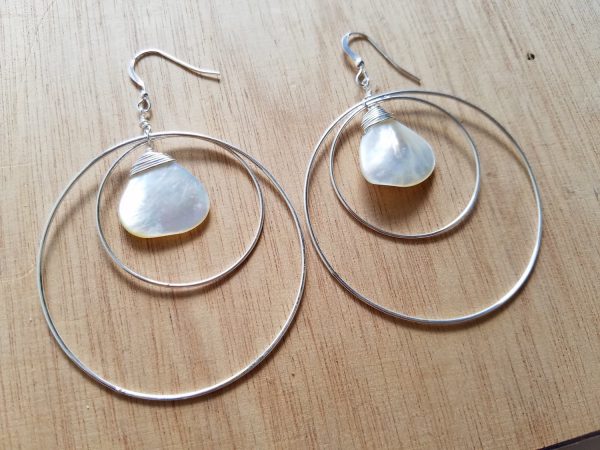 Mother of Pearl Extra Large Double Hoop Earrings