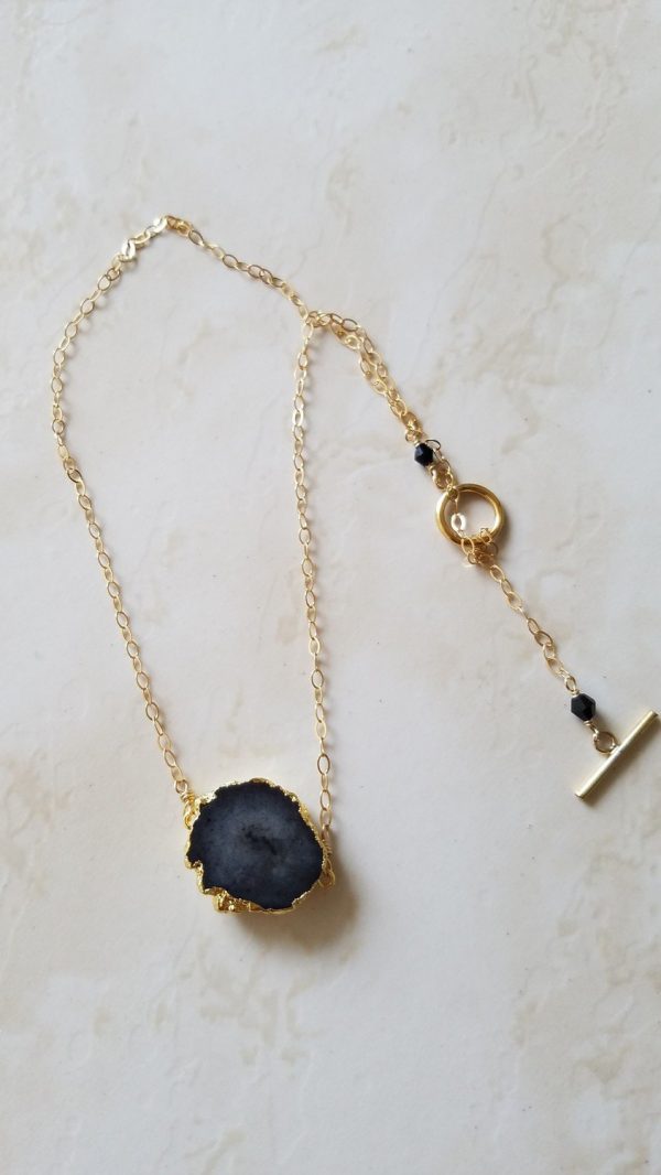 Black Agate Gold Filled Necklace