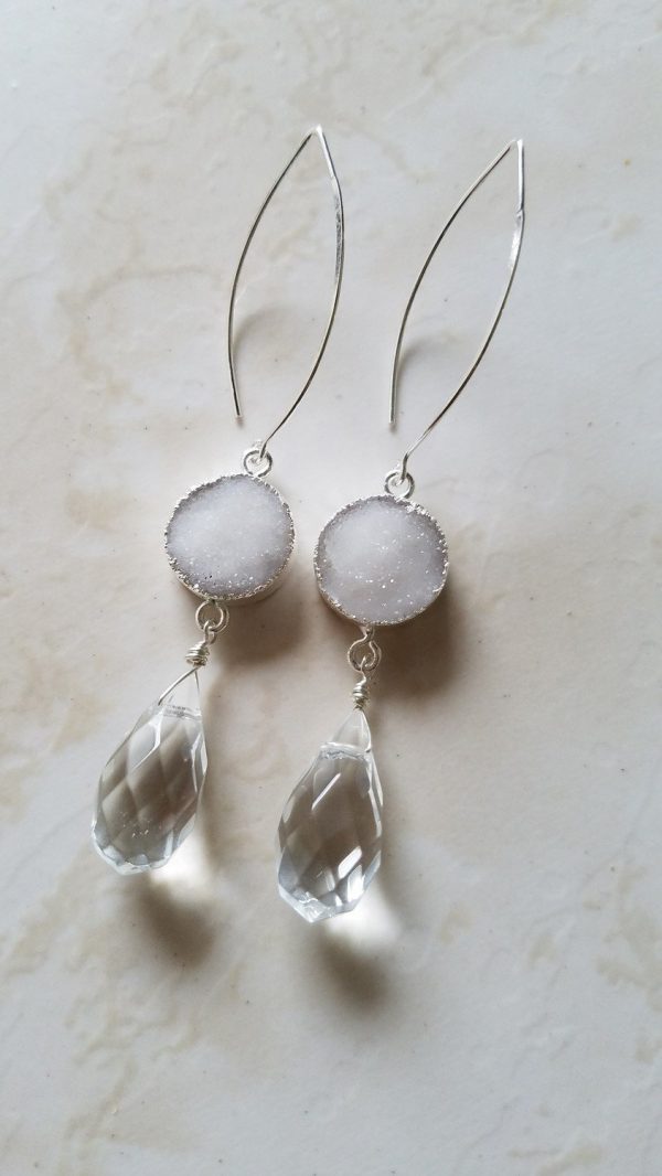 White Druzy Drop Sterling Silver