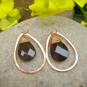 smoky quartz teardrop earrings