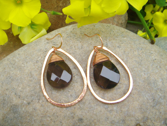 smoky quartz teardrop earrings