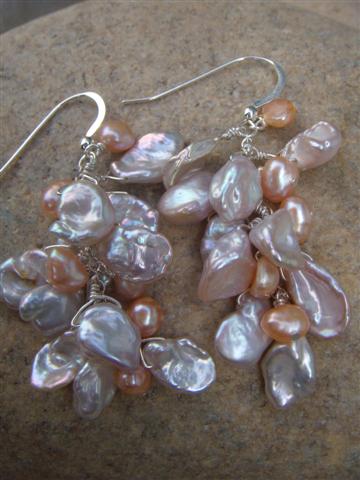 keishi pearl cluster earrings