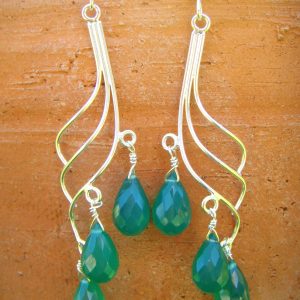 Green Onyx wave earrings