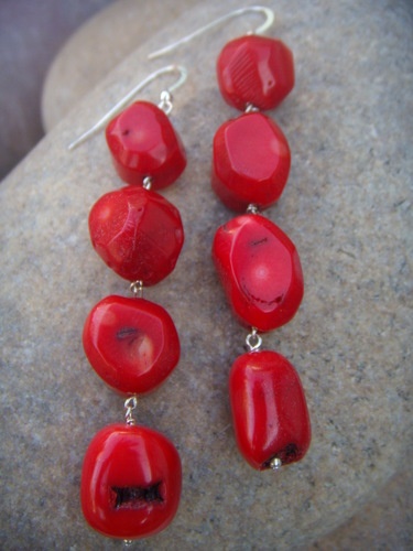 Red Coral Long Gold Earrings For Women By Lagu Bandhu  Lagu Bandhu