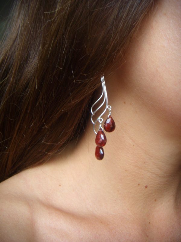 Sterling Silver Wave earrings - Choose Your Color Gemstone - Image 5