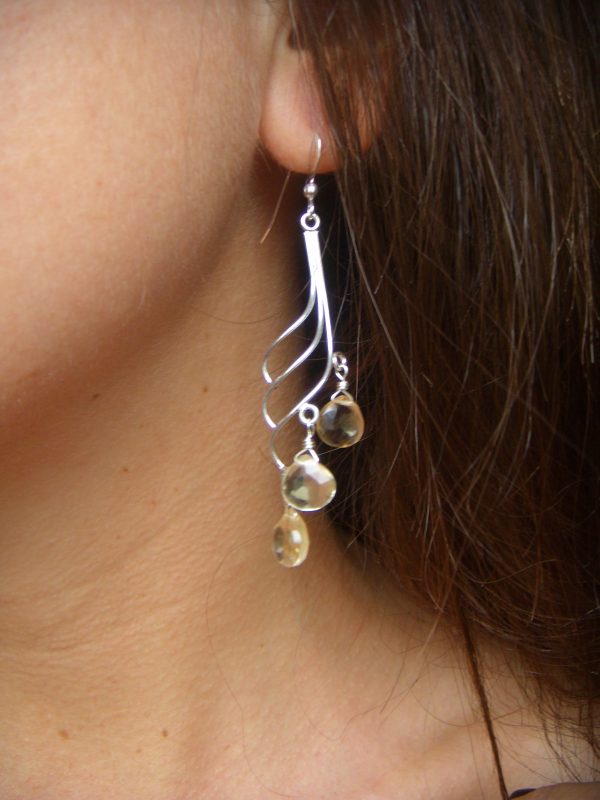 Sterling Silver Wave earrings - Choose Your Color Gemstone - Image 3