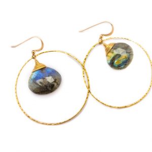 labradorite vermeil hoops