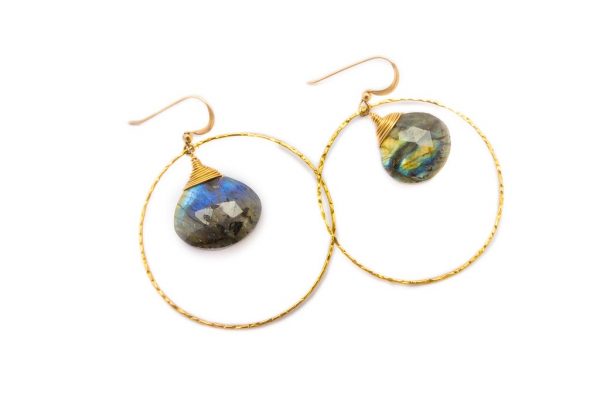 labradorite vermeil hoops