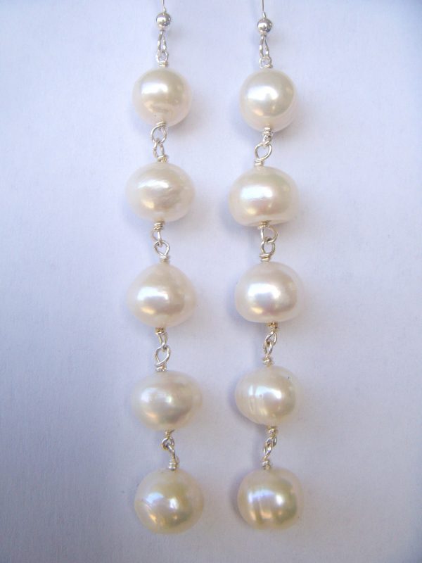 Pearl Drop Earrings - Long Dangle Earrings - Image 5