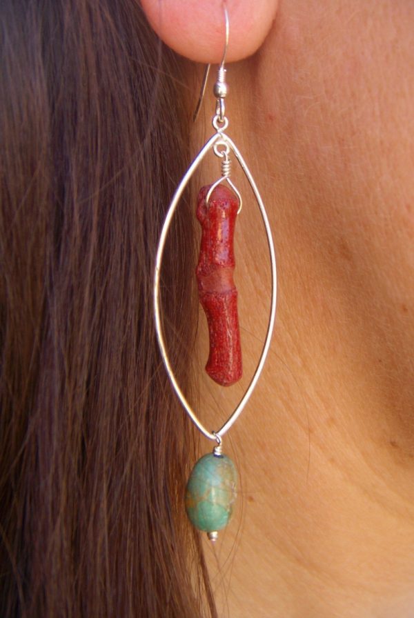 Sponge Coral & Turquoise - Drop Earrings - Four Sizes - Image 5