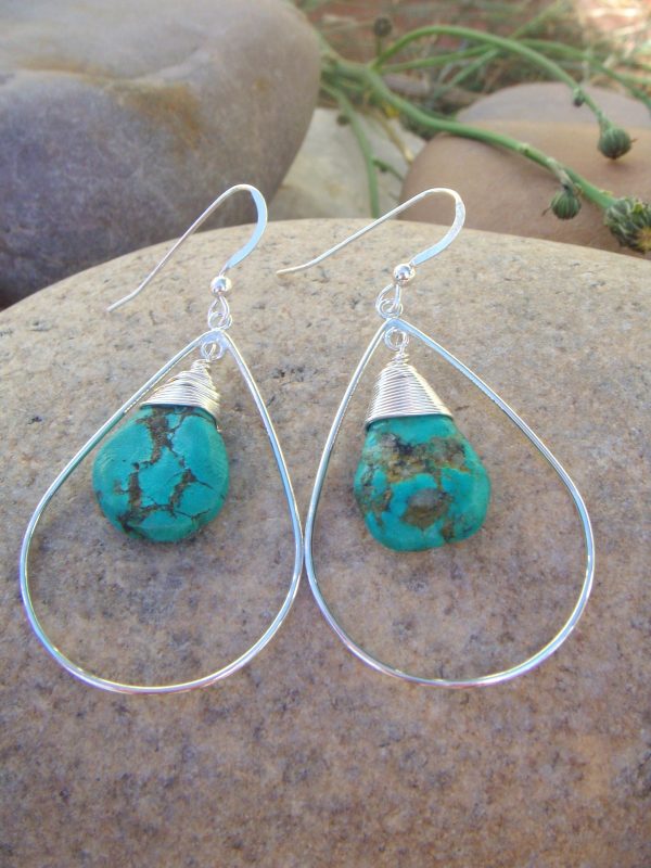 medium turquoise teardrop earrings