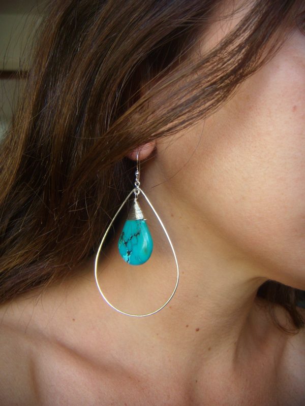 Turquoise Teardrops - Sterling Silver- Four Sizes - Image 4