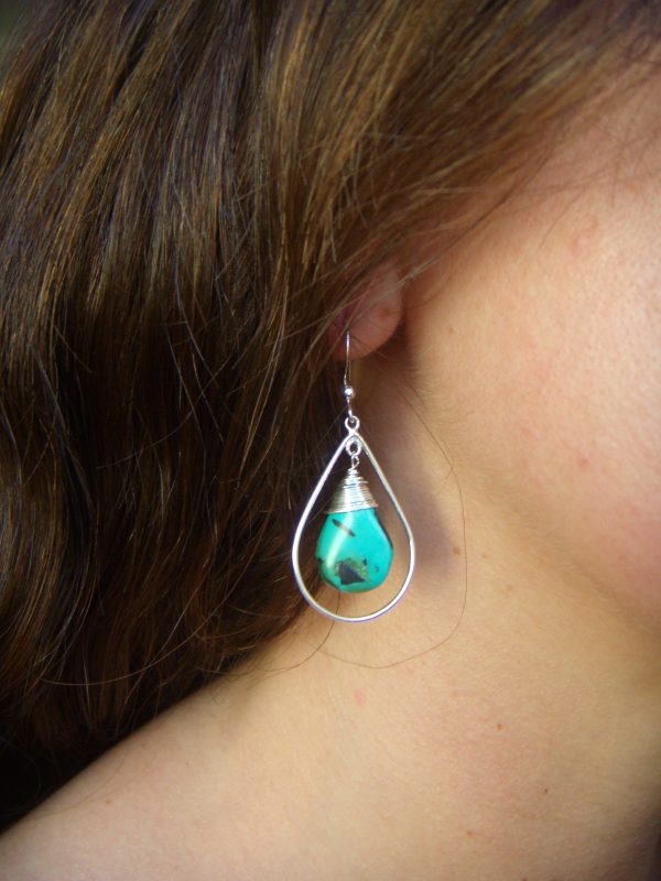 Turquoise Teardrops - Sterling Silver- Four Sizes - Image 7