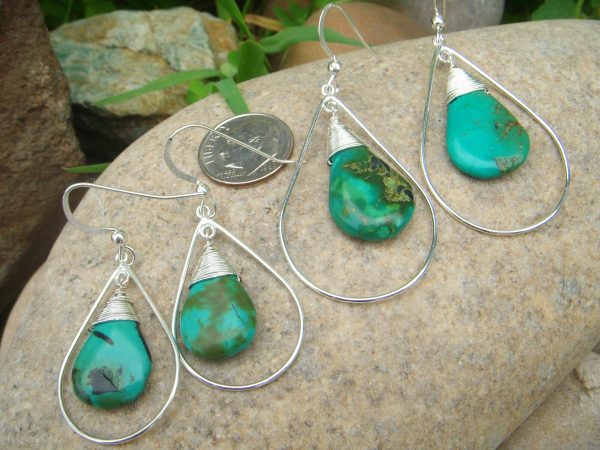 Turquoise Teardrops - Sterling Silver- Four Sizes - Image 8