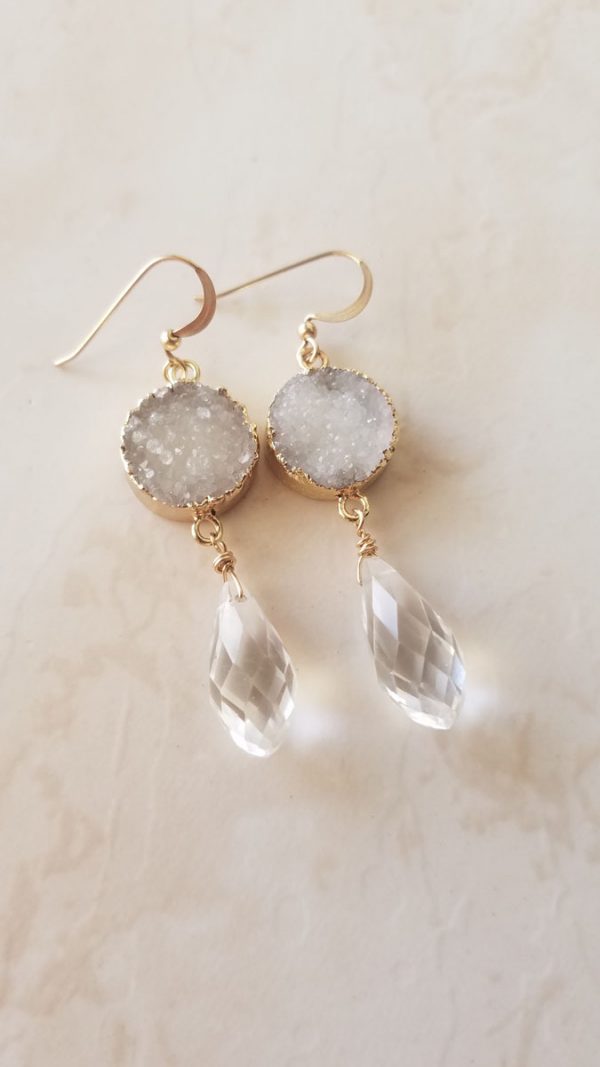 Crystal Drop Druzy Earrings