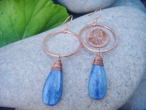 copper hoop kyanite earrings