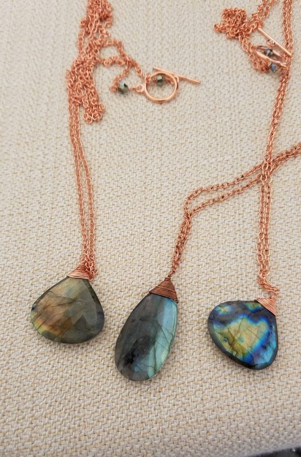 Labradorite Necklace - Copper Chain - Wrap Necklace Layered - Iridescent - Image 5