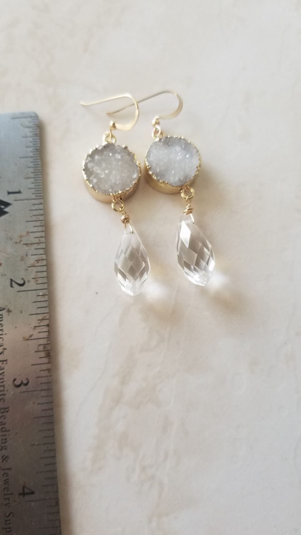 Crystal Drop Druzy Earrings - Image 2