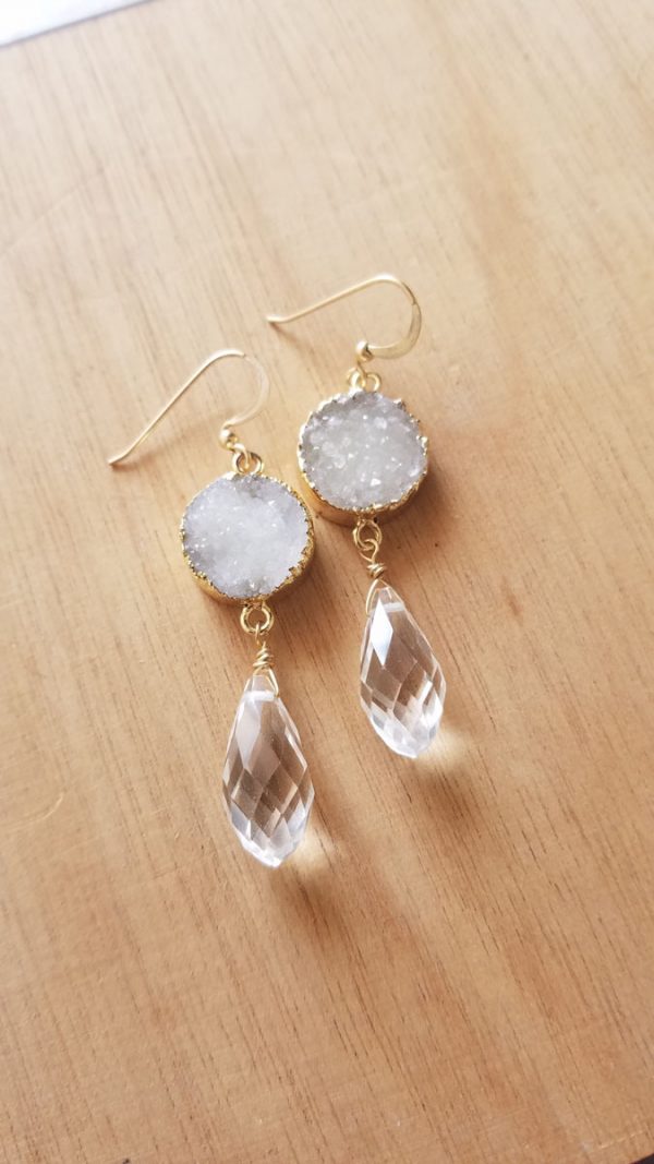 Crystal Drop Druzy Earrings - Image 3