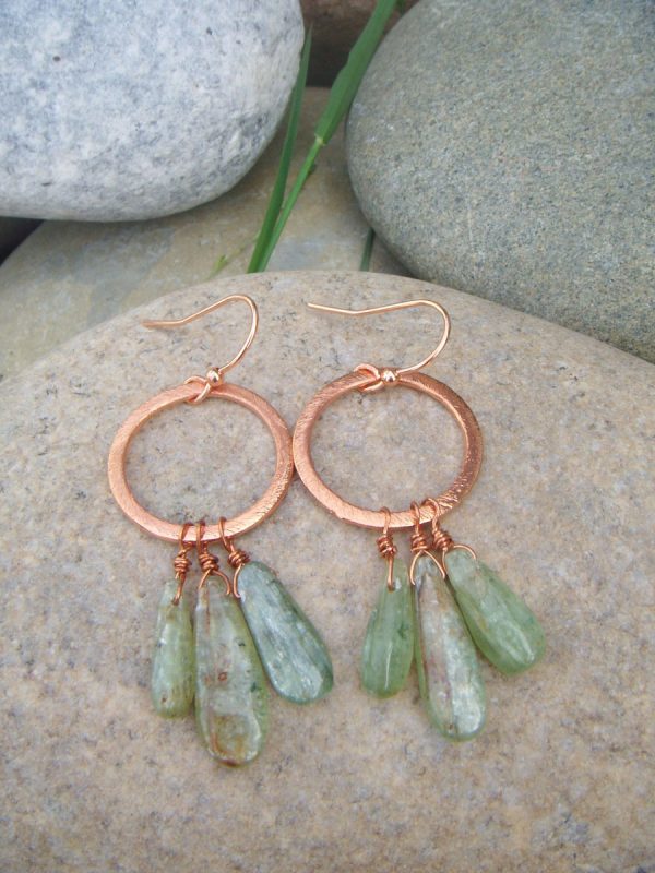 Limited Edition Green Kyanite Copper Hoop Earrings