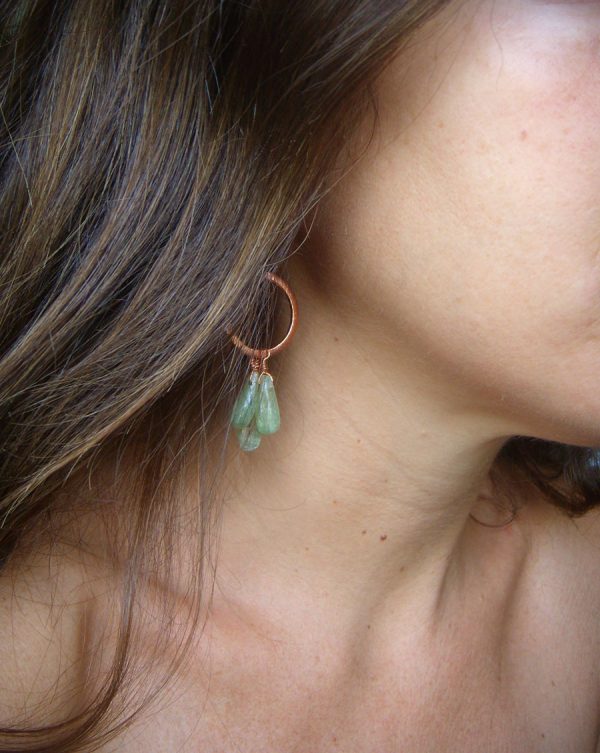 Limited Edition Green Kyanite Copper Hoop Earrings - Image 3