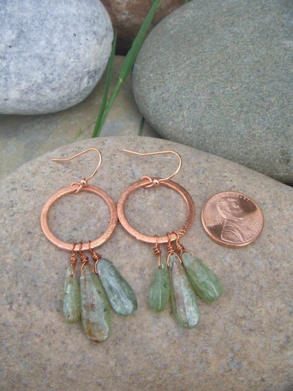 Limited Edition Green Kyanite Copper Hoop Earrings - Image 2