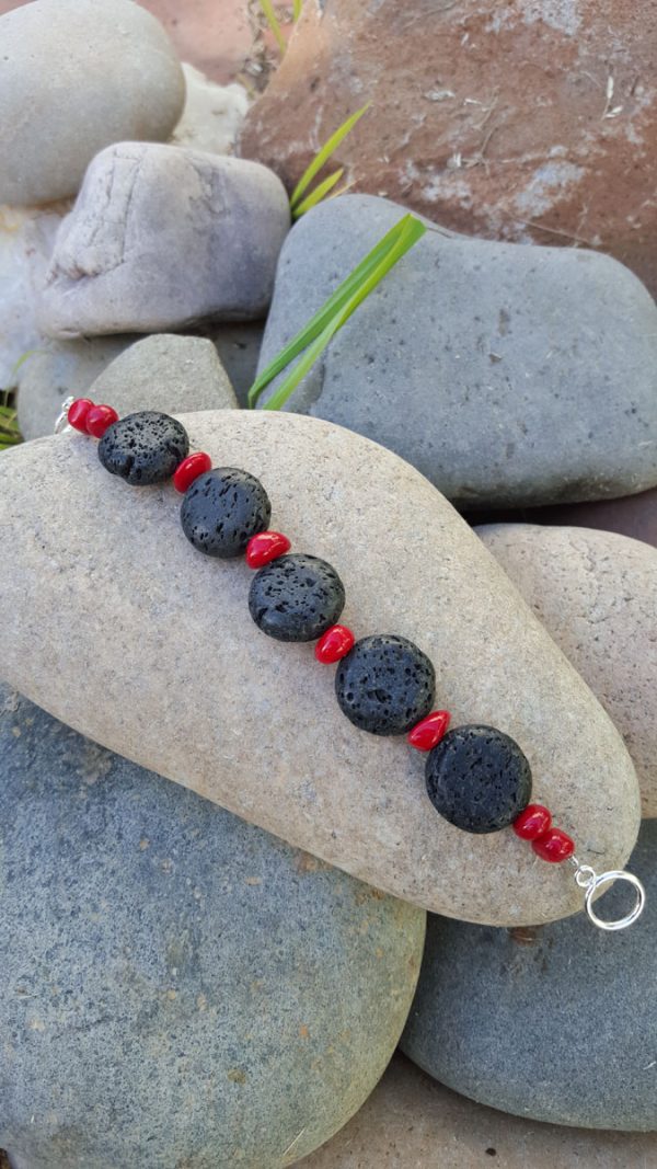 Lava & Red Coral Bracelet - Image 2