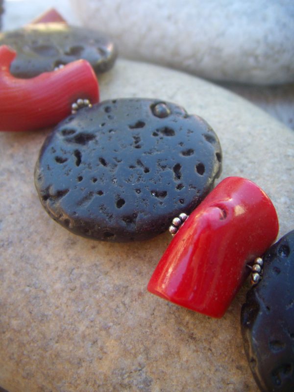 Lava & Red Coral Necklace - Image 4