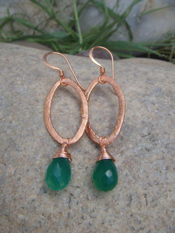 Small Dangle Earrings - Oval Copper Earrings - Custom Gemstone - Image 7