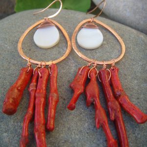 mother of pearl coral earrings