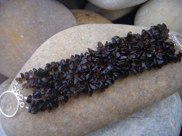 Smoky Quartz Thick Beaded Cuff Bracelet - Image 5