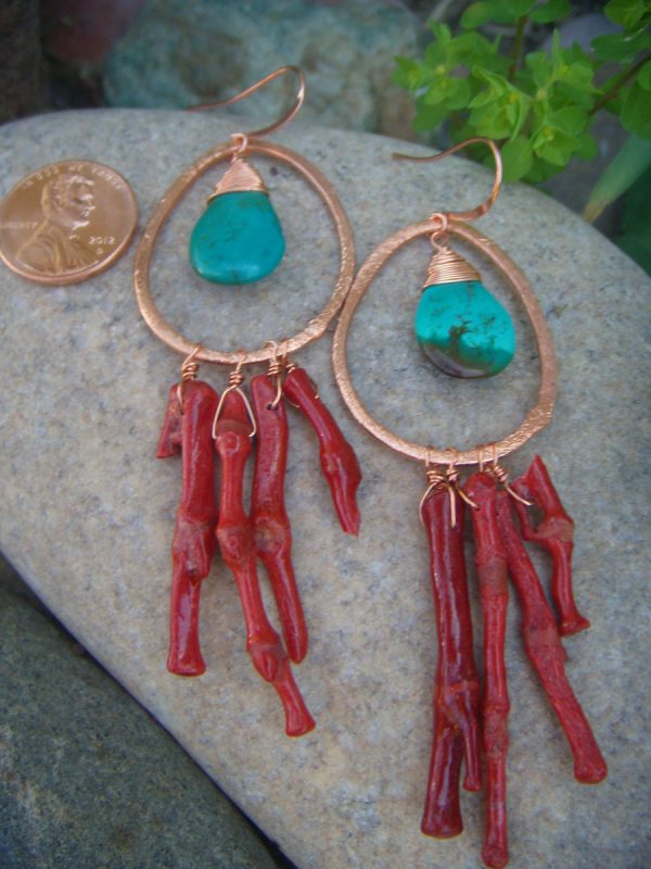 turquoise & coral earrings