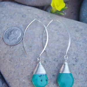 long hook sterling turquoise earrings