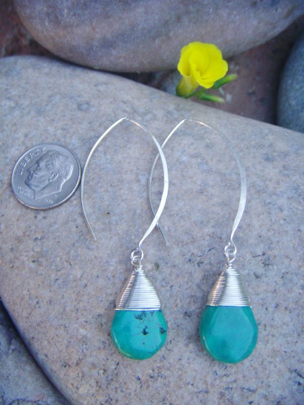 long hook sterling turquoise earrings