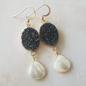 black druzy earrings