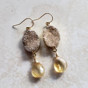 citrine druzy earrings