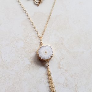 white agate tassel necklace