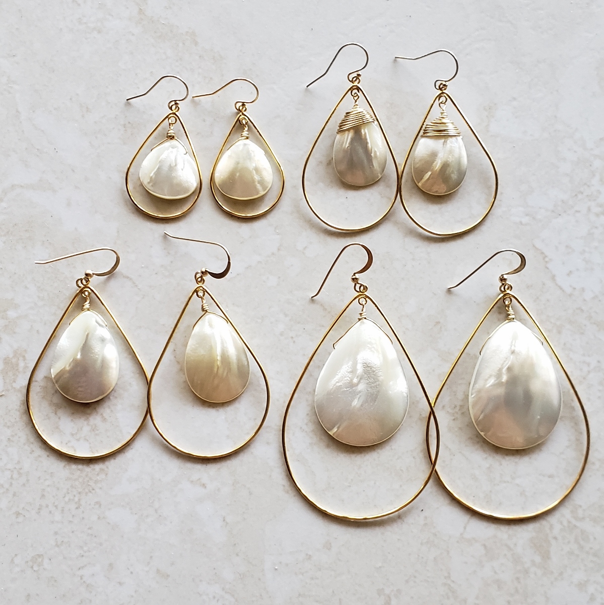 Mother of Pearl Teardrop earrings - Gold Vermeil - 4 sizes - Alissa B  Custom Gemstone Jewelry