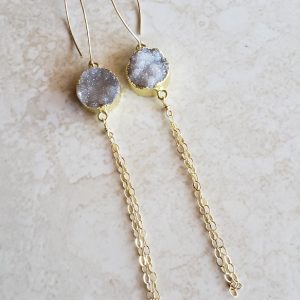 long druzy earrings