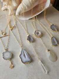 White geode necklaces