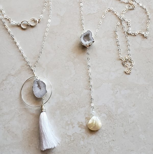 white agate necklaces