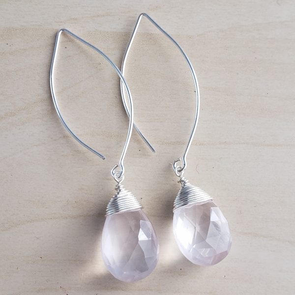 rose quartz drop earrings