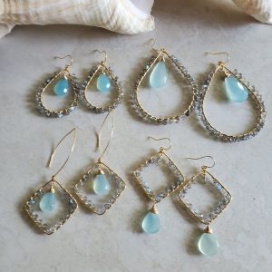 blue and gray earrings