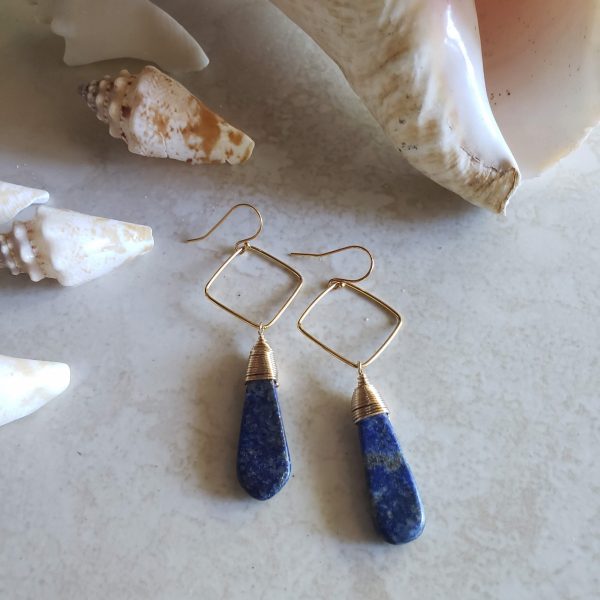 lapis earrings diamond