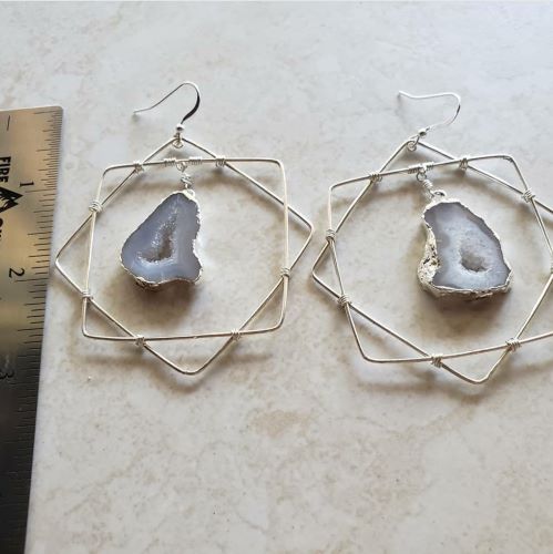 white agate earrings