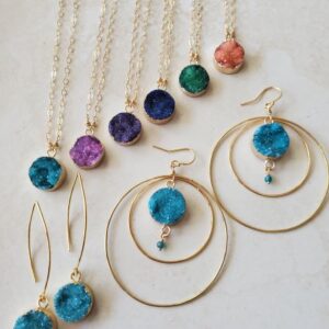 colorful druzy necklaces