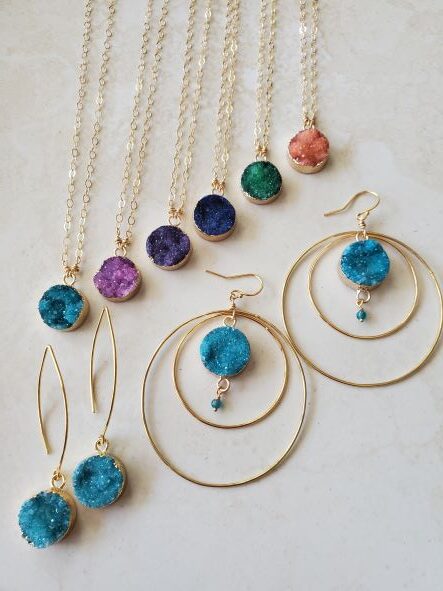 colorful druzy necklaces