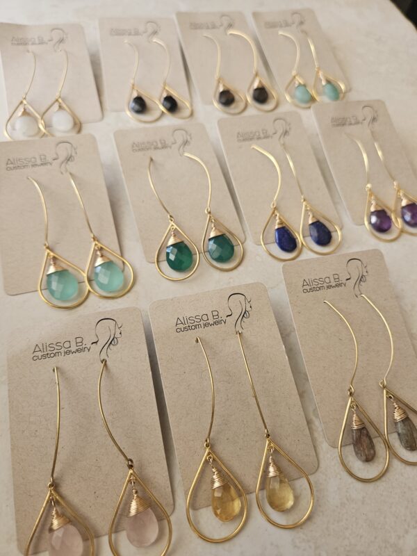 Long hook tear drop earrings