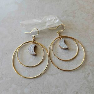 druzy moon earrings